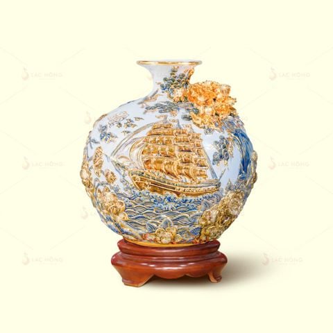  Quả Hút Lộc Thuận Buồm Kim Vận Đắp Nổi Kẻ Vàng 