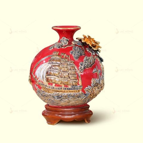  Quả Hút Lộc Men Đỏ Thuận Buồm Xuôi Gió Đắp Nổi Kẻ Vàng 