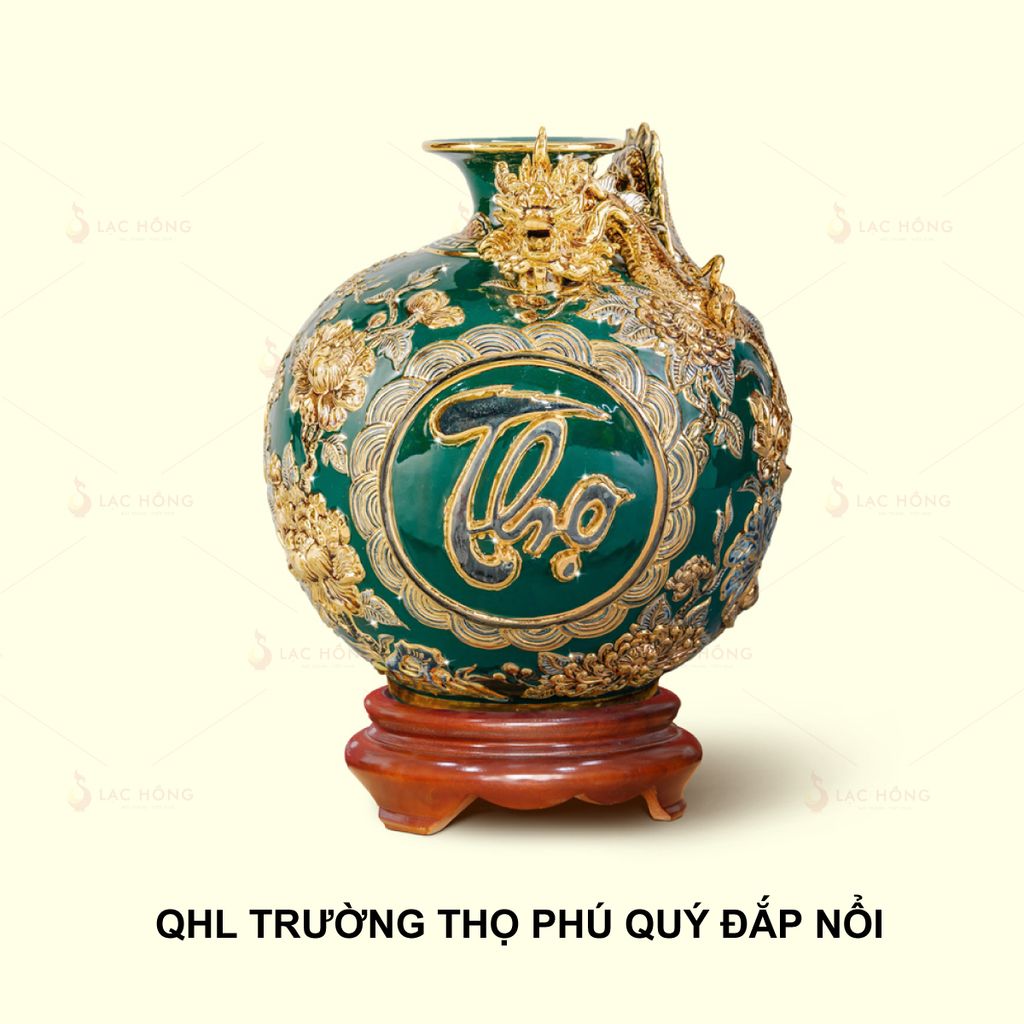 Quả Hút Lộc Trường Thọ Phú Quý Đắp Nổi Kẻ Vàng