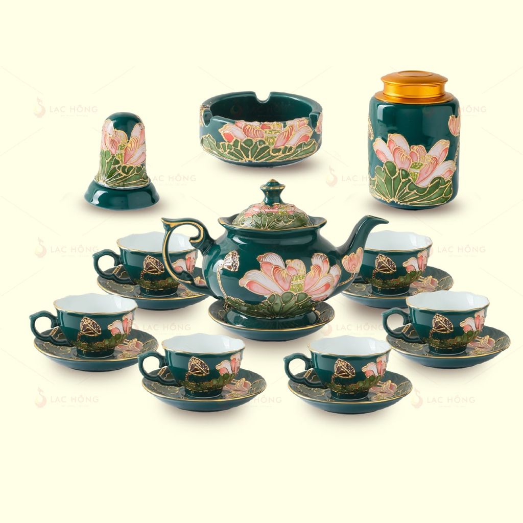 Set 2: Bộ Trà Đầy Đủ Ngọc Liên Phú Quý