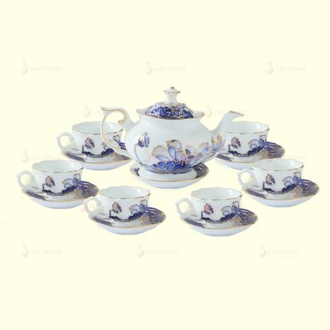  Set 1: Bộ Ấm Trà Liên Hoa Lam Ngọc 