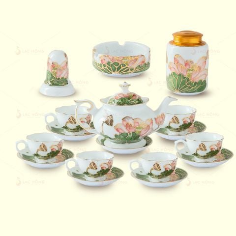  Set 2: Bộ Ấm Trà Đầy Đủ Liên Hoa Tịnh Ngọc 