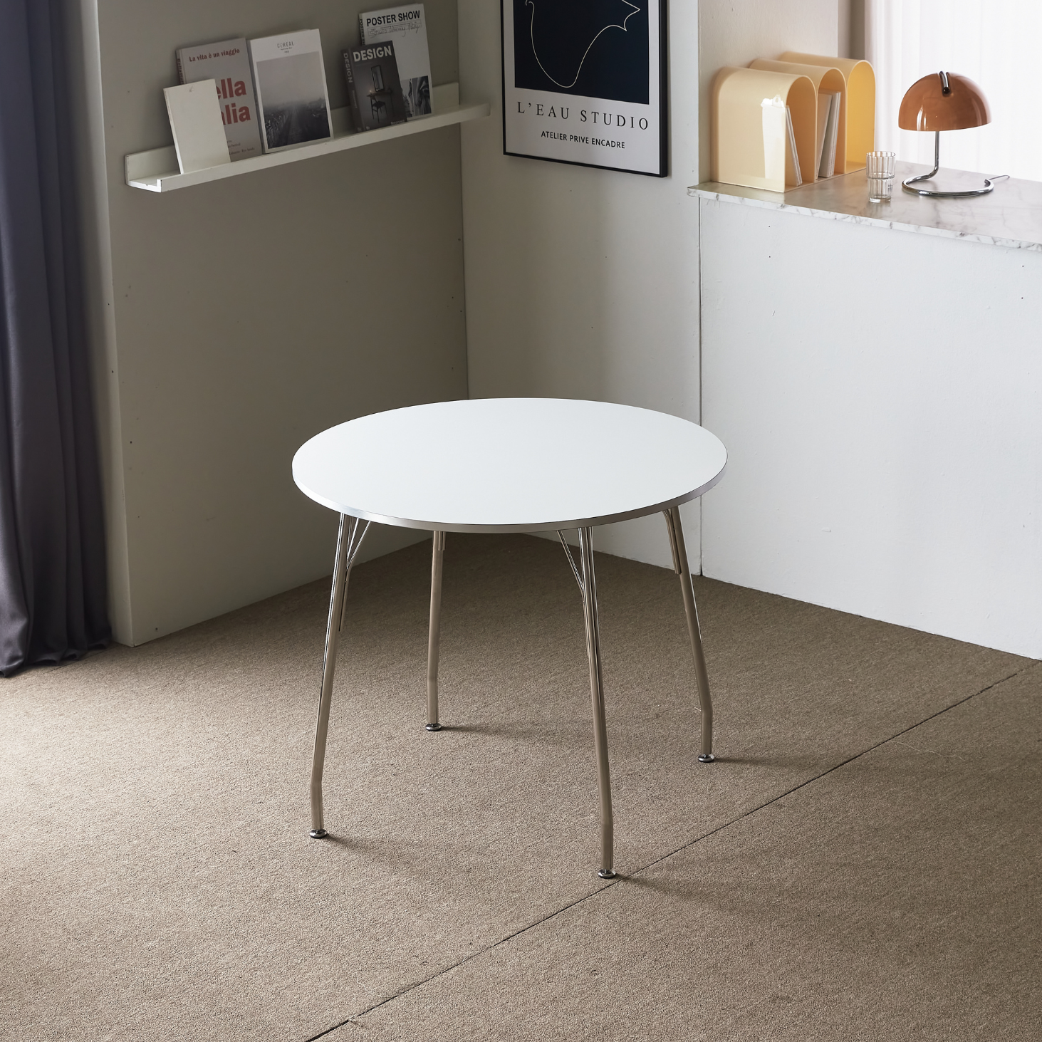 BÀN ĂN TRÒN NHẬP KHẨU SERO HPL VIỀN TRẮNG BẠC (2 CHỖ / 4 CHỖ)