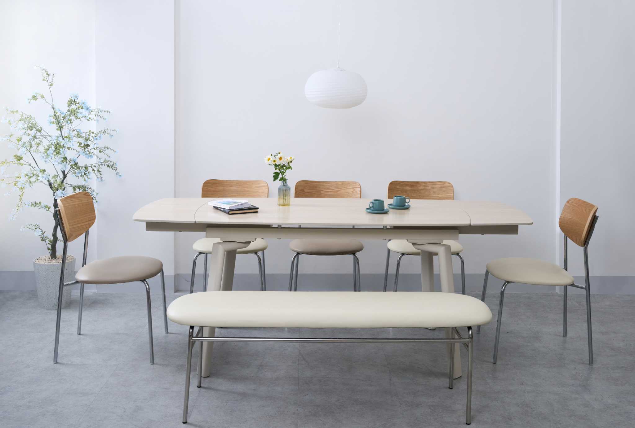 BÀN ĂN MỞ RỘNG GLORI EXTENSION CERAMIC (250+1200+ 250/300+1400+300)