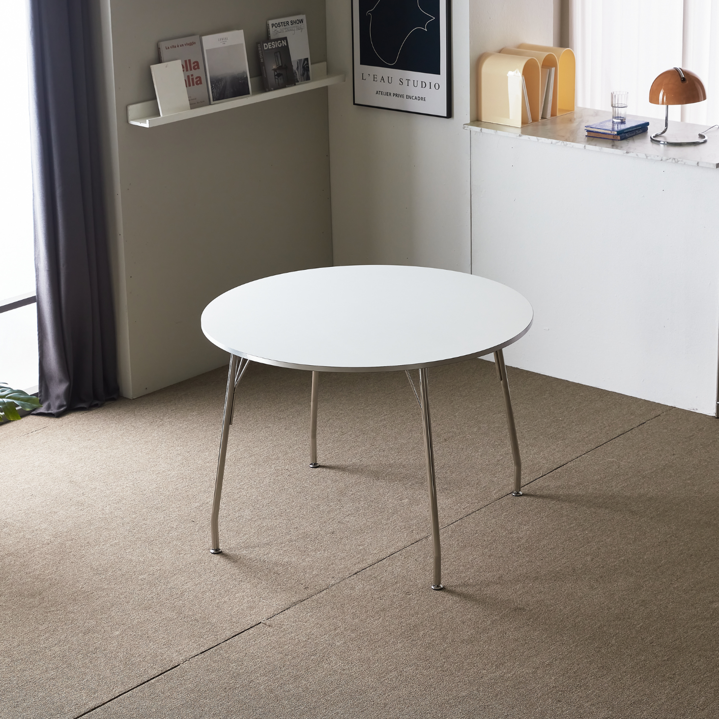 BÀN ĂN TRÒN NHẬP KHẨU SERO HPL VIỀN TRẮNG BẠC (2 CHỖ / 4 CHỖ)