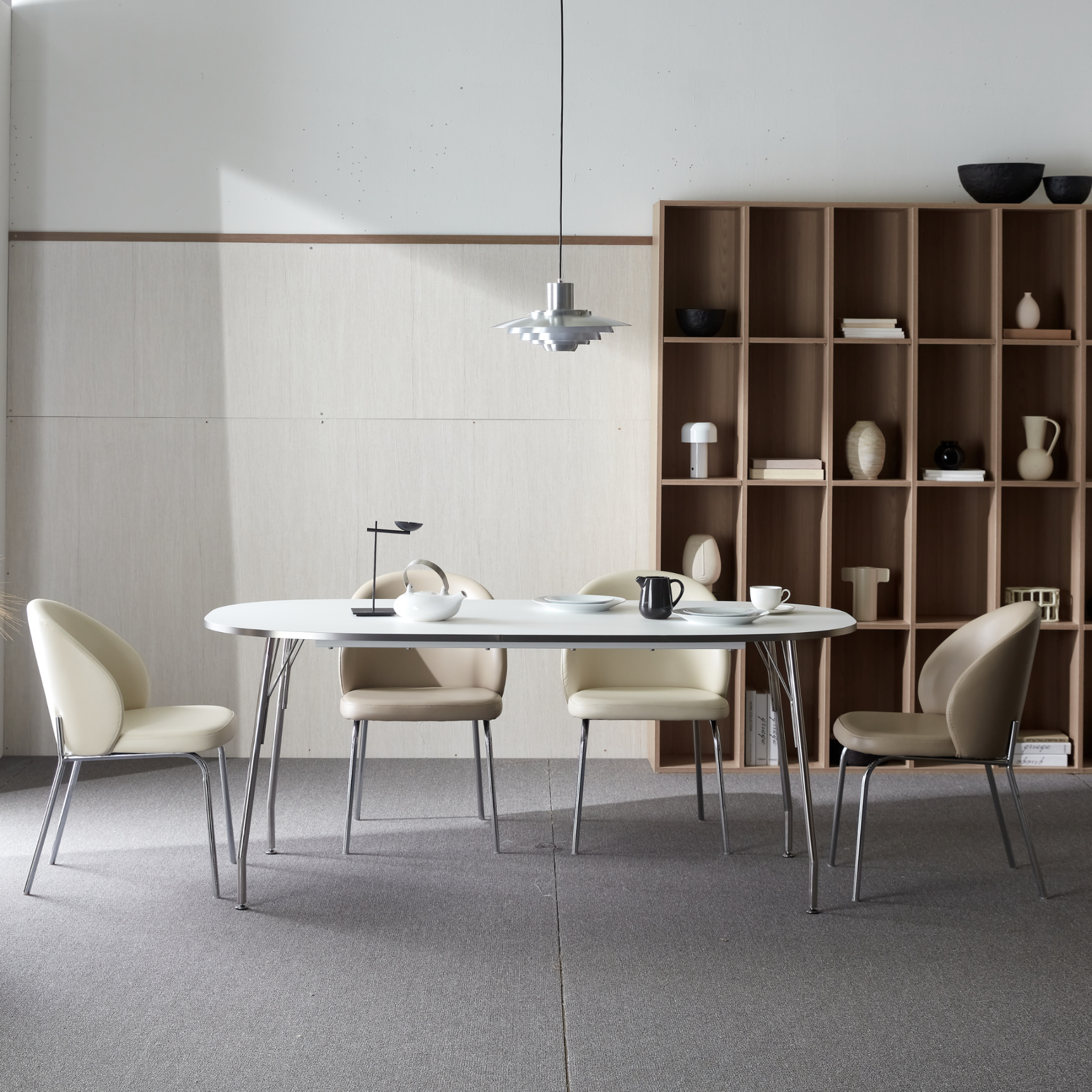 BÀN ĂN SERO HPL VIỀN TRẮNG BẠC NHẬP KHẨU (4 CHỖ / 6 CHỖ)