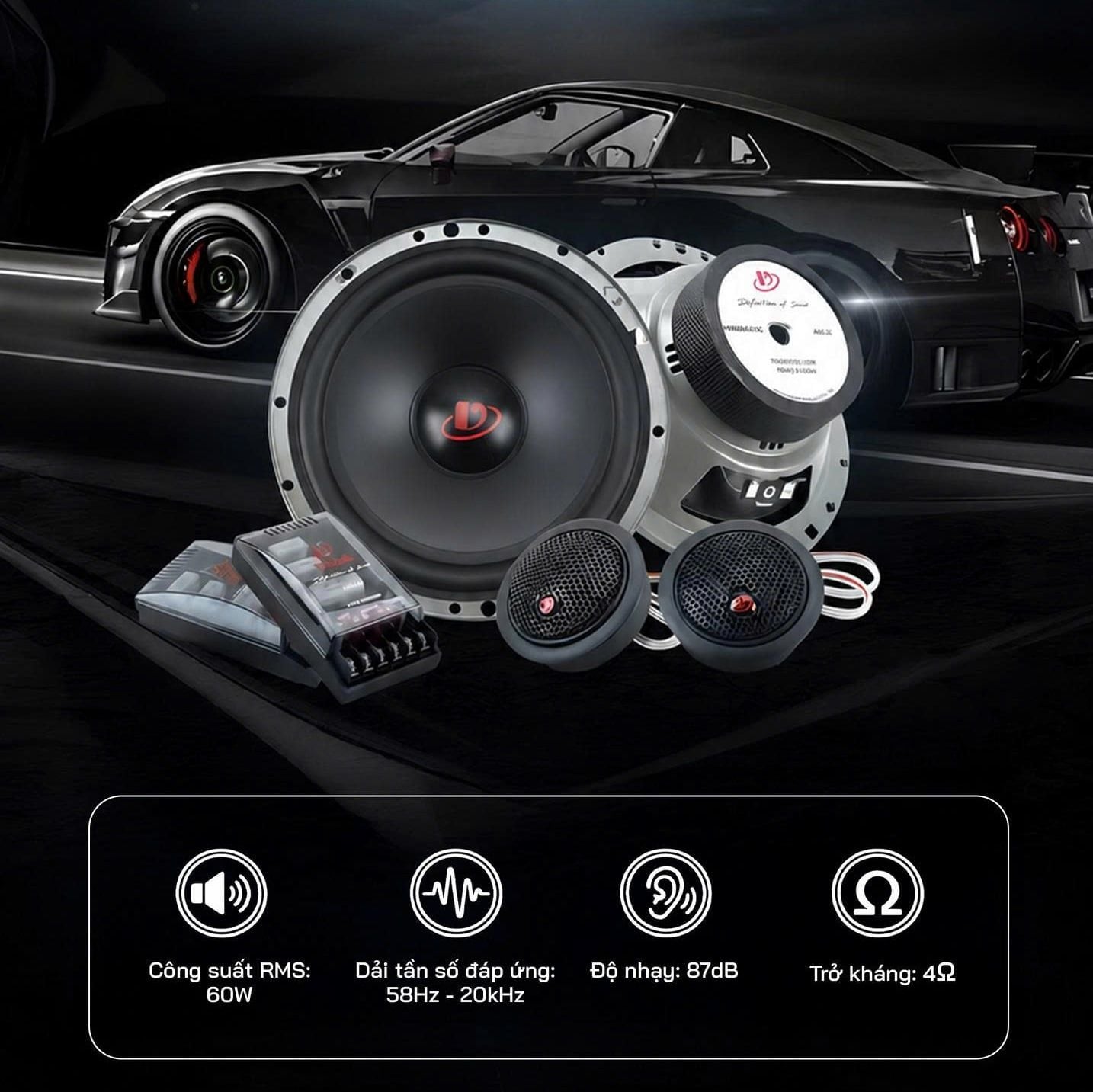  Dego AS6.2C 60W 6.5 inch Loa Dành Cho Xe Ô Tô 