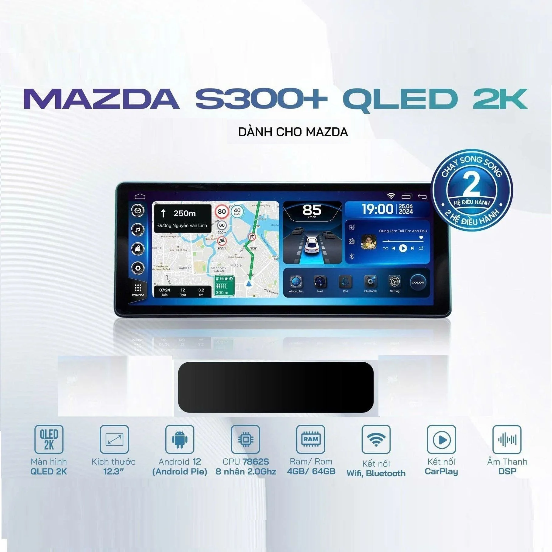  Mazda Winca S300 Qled 2K 12.3 inch 4GB 64GB Màn Hình Android 
