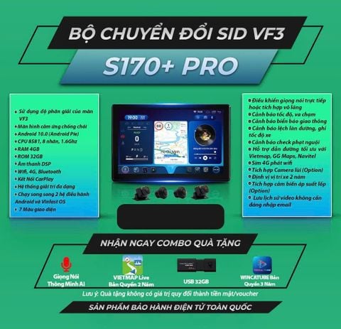  SID S170 Pro Bộ Chuyển Đổi Màn Hình Xe Vinfast VF3 
