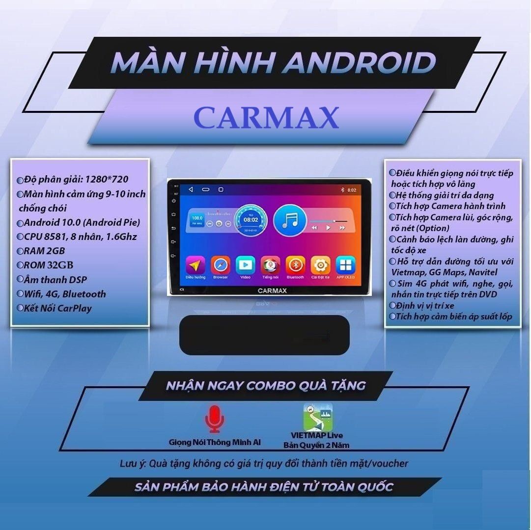  Carmax C200 9 inch 2GB 64GB Màn Hình Android 