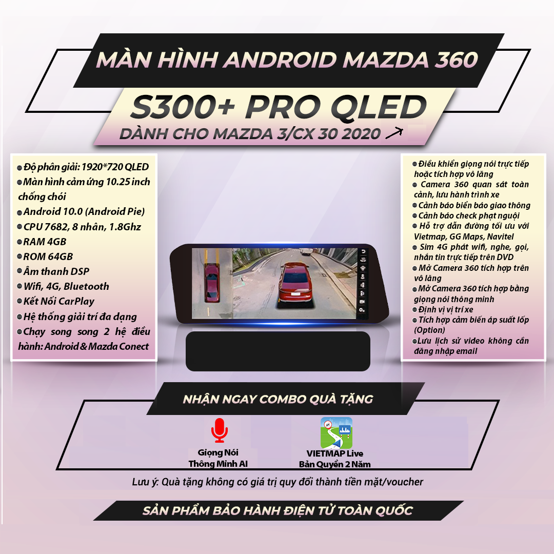  Mazda 3/CX 30 Từ 2020 Winca S300 Pro Qled 360 10.25 inch 4GB 64G Màn Hình Android 