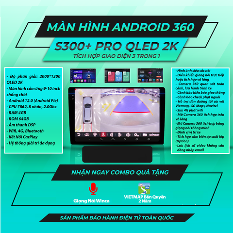  Winca S300 Pro Qled 2K DTS 360 9 inch 4GB 64GB Màn Hình Android 