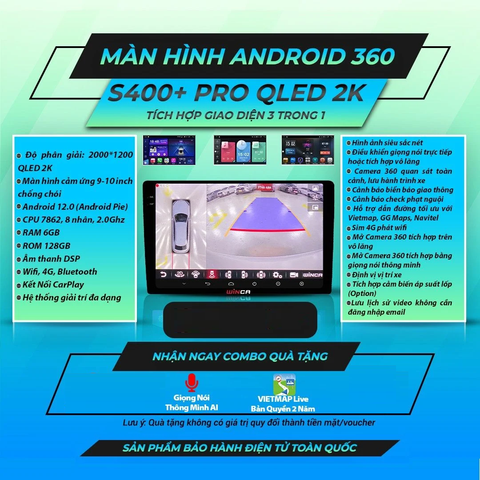  Winca S400 Pro Qled 2K DTS 360 9 Inch 6GB 128GB Màn Hình Android 
