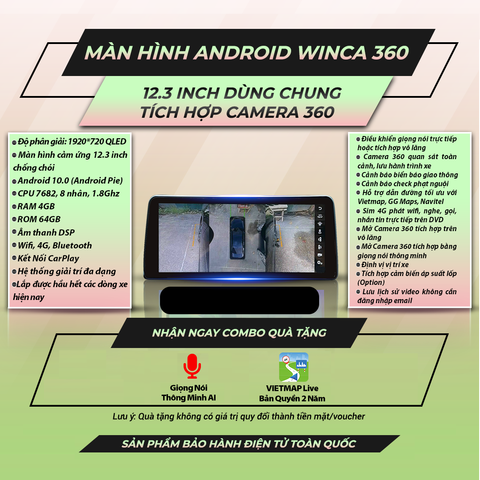  Winca S300 Pro 360 12.3 inch 4GB 64GB Màn Hình Android Dùng Chung 