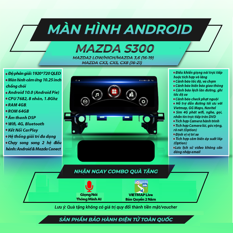  Mazda Winca S300 10.25 inch 4GB 64GB Màn Hình Android 