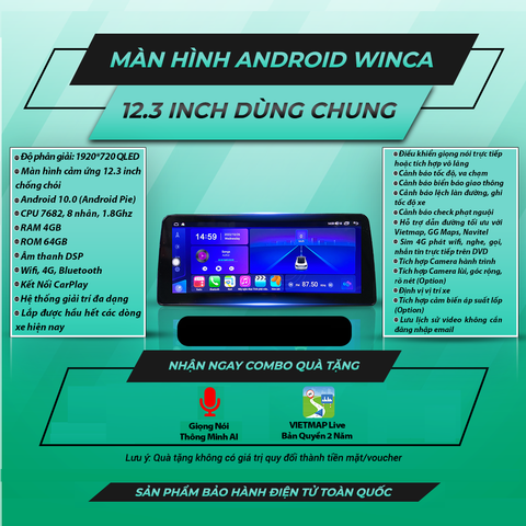  Winca S300 12.3 inch 4GB 64GB Màn Hình Android Dùng Chung 