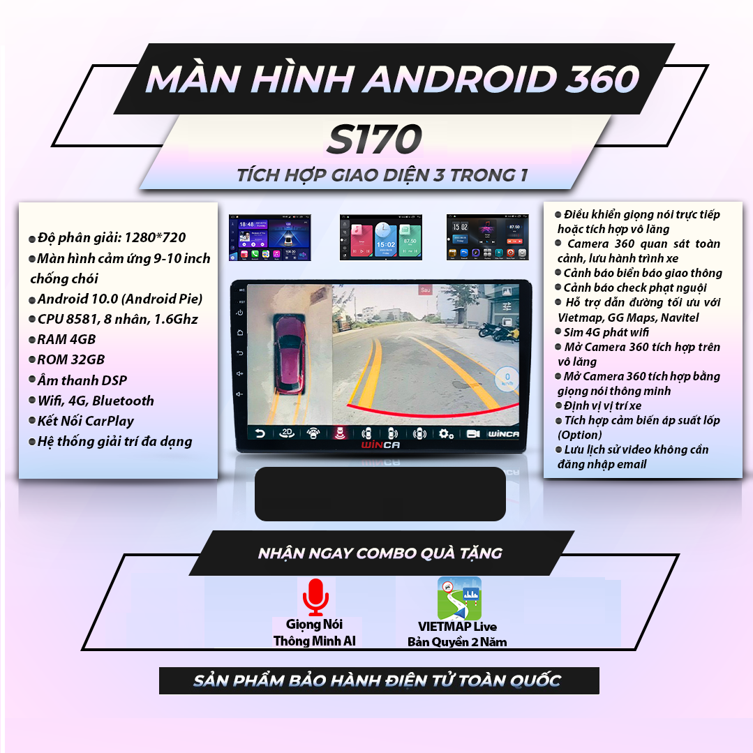  Winca S170 2K camera 360 9 inch 4GB 32GB Màn Hình Android 