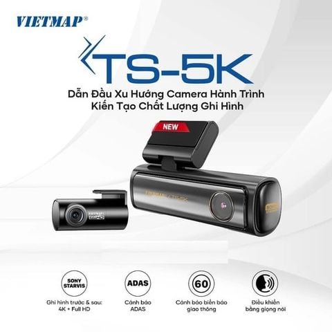  Vietmap TS5K 4K Ghi Hình Trước Sau Và Cảnh Báo Giao Thông 
