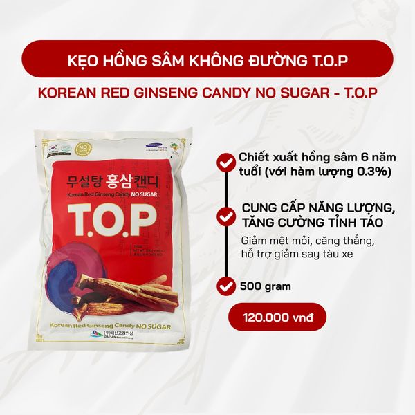  Kẹo Hồng Sâm Không Đường T.O.P 