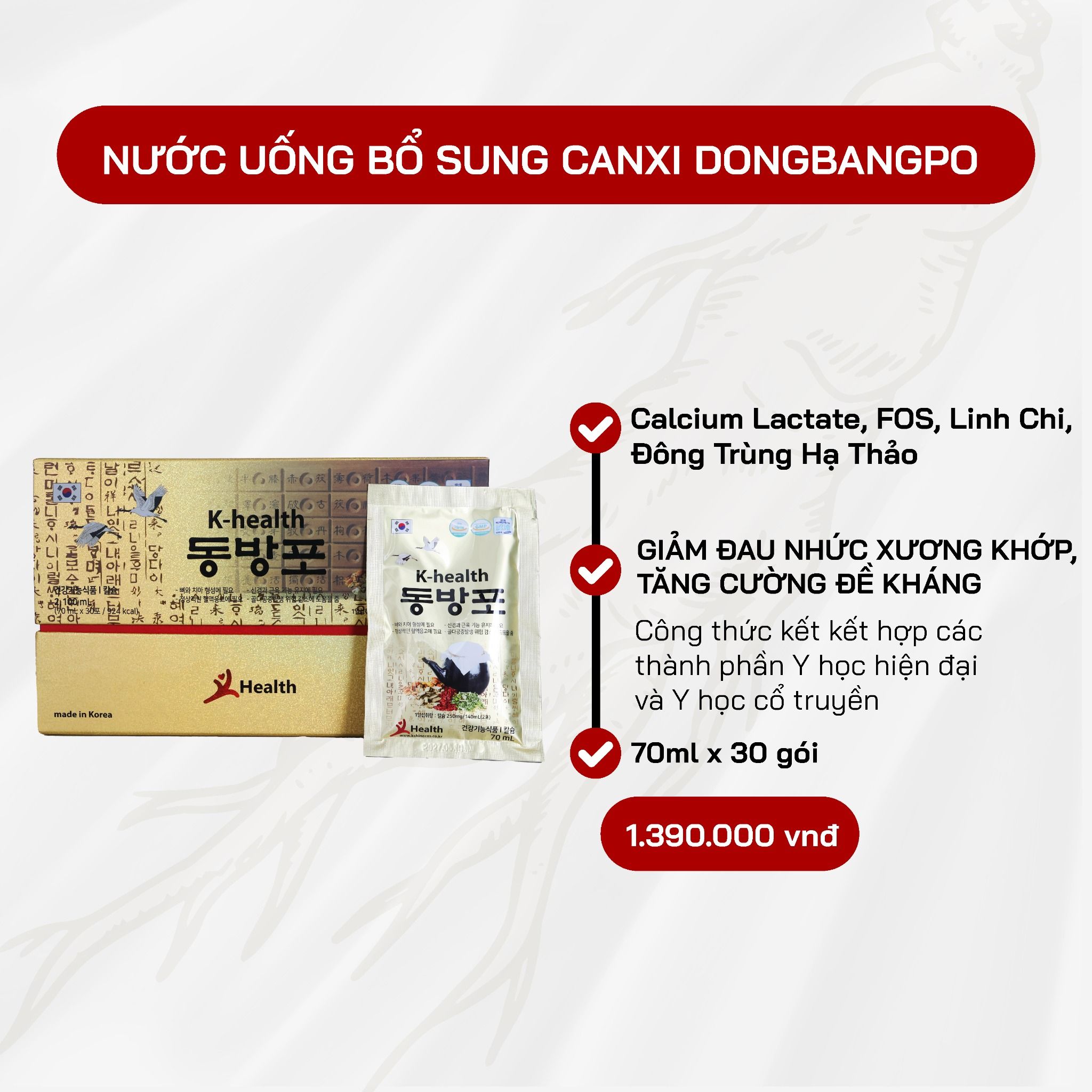  Nước Uống Bổ Sung Canxi KHealth DONGBANGPO 