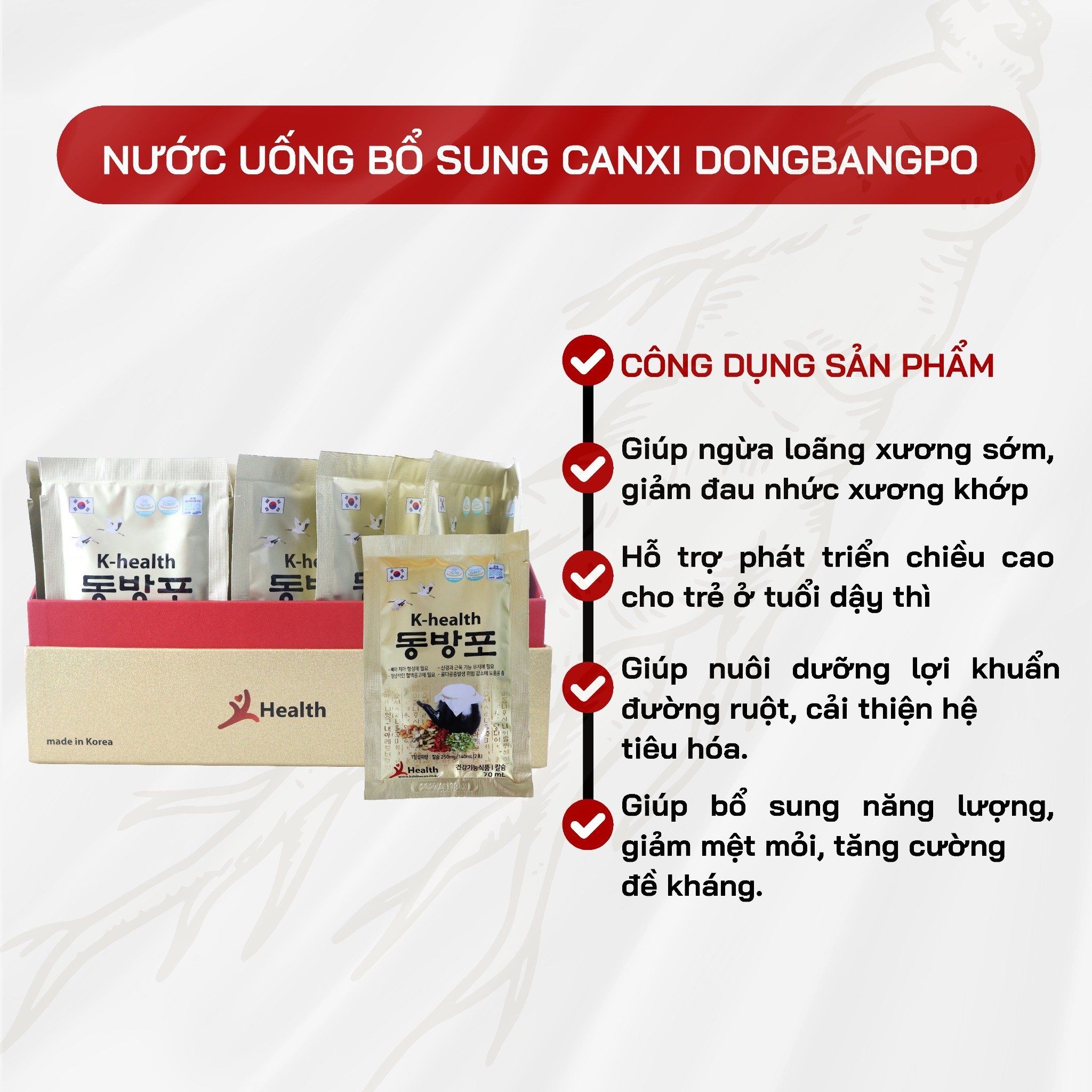  Nước Uống Bổ Sung Canxi KHealth DONGBANGPO 