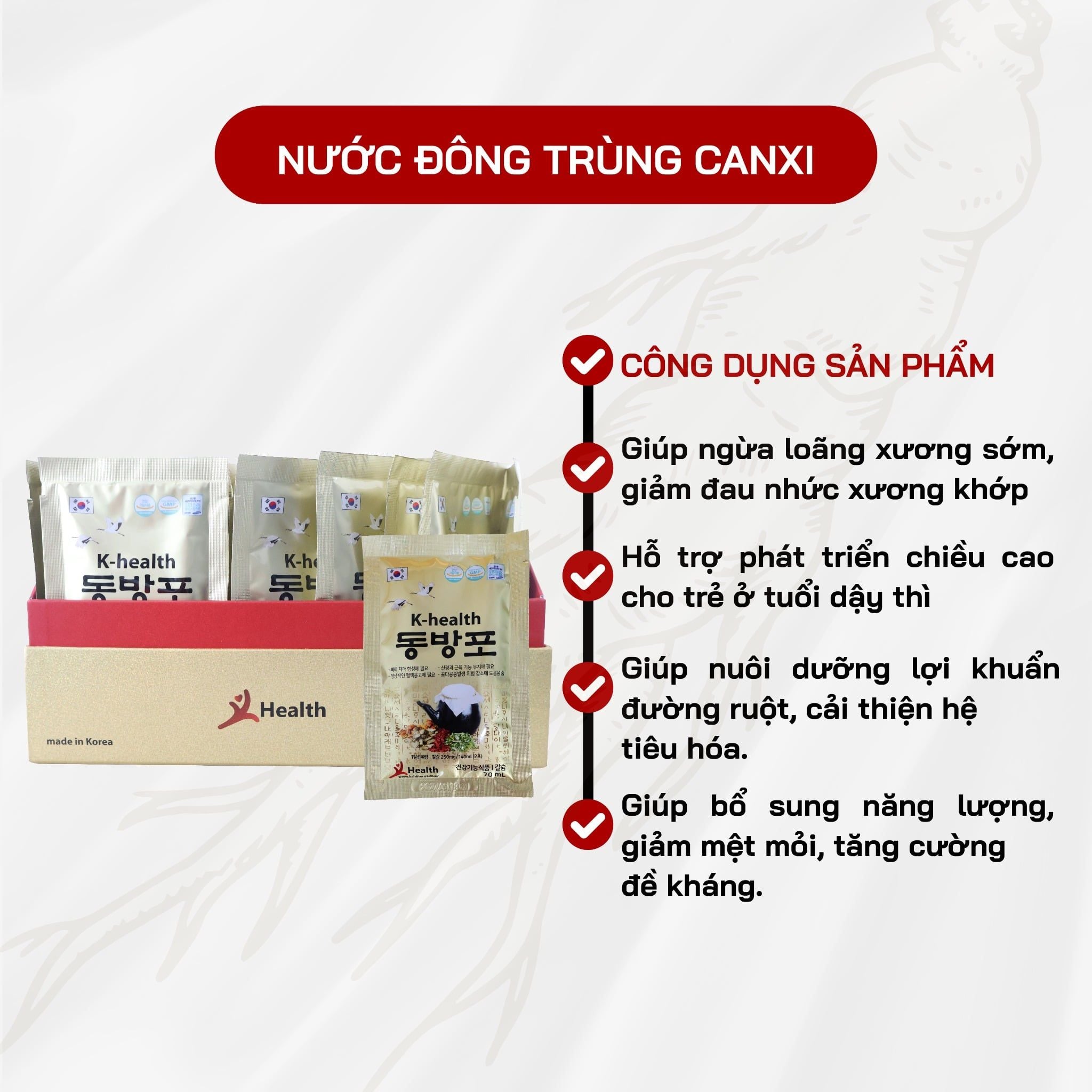  Nước Đông Trùng Canxi KHealth DONGBANGPO 