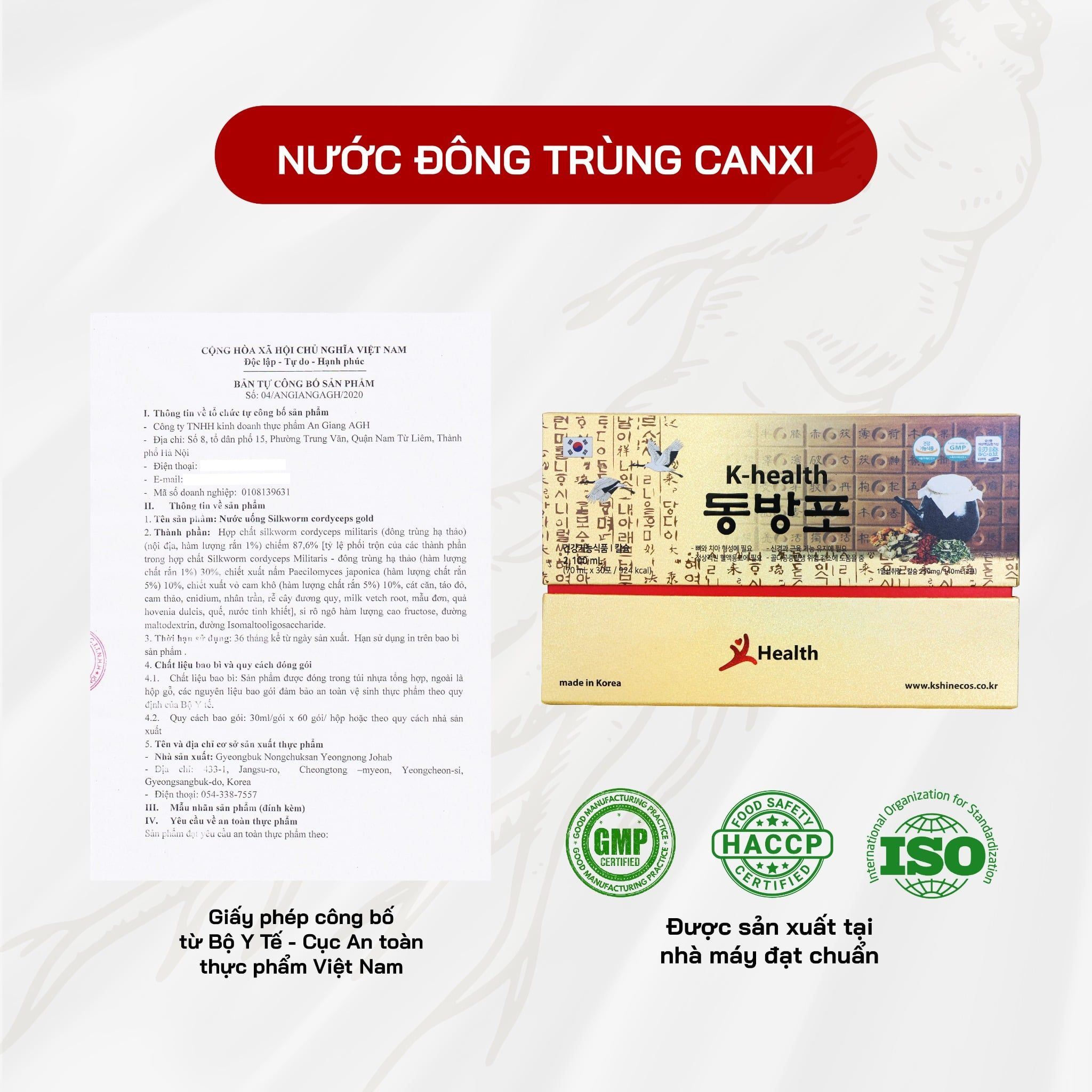  Nước Đông Trùng Canxi KHealth DONGBANGPO 