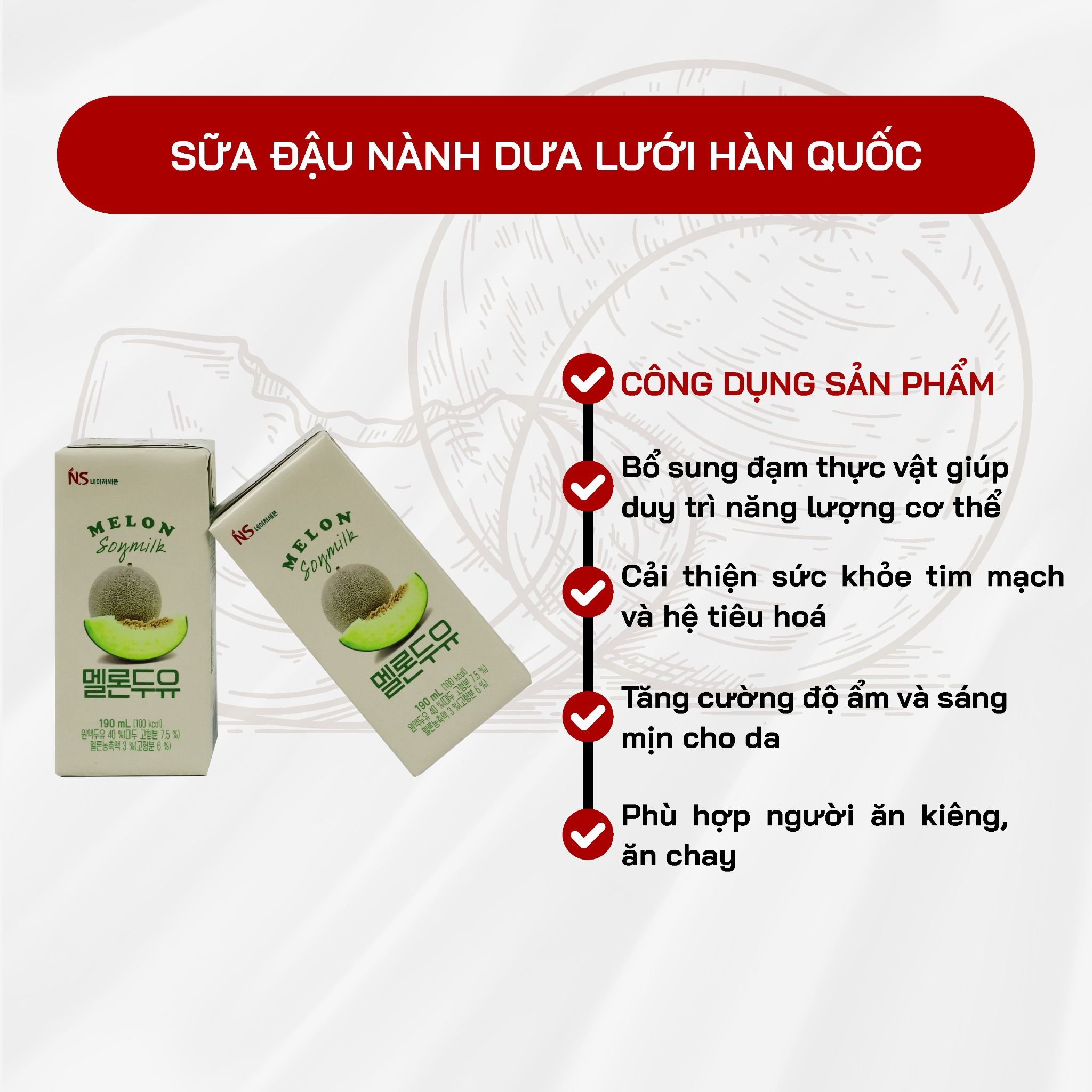  Sữa Đậu Nành Dưa Lưới Hàn Quốc 