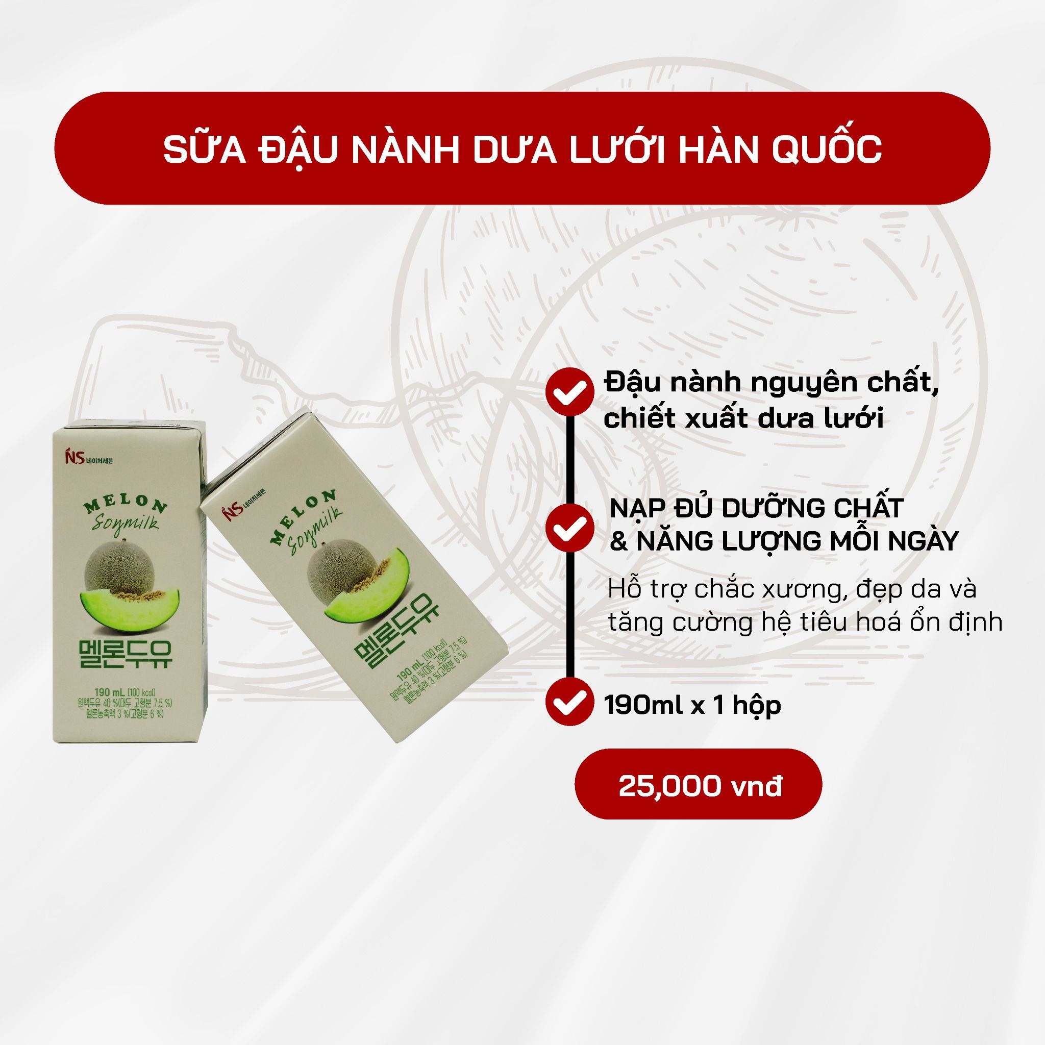  Sữa Đậu Nành Dưa Lưới Hàn Quốc 