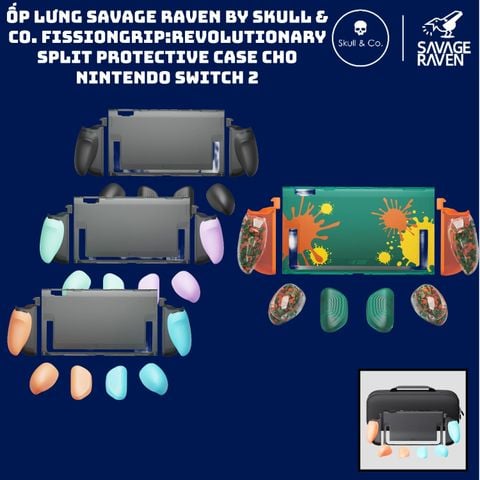  Ốp Lưng Savage Raven by Skull & Co. FissionGrip:Revolutionary Split Protective Case Cho Nintendo SWITCH 2 
