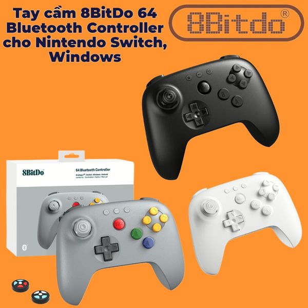  Tay cầm 8BitDo 64 Bluetooth Controller cho Nintendo Switch, Windows 