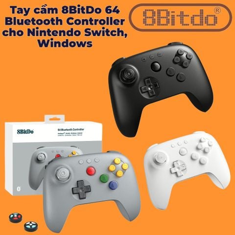  Tay cầm 8BitDo 64 Bluetooth Controller cho Nintendo Switch, Windows Chính Hãng 
