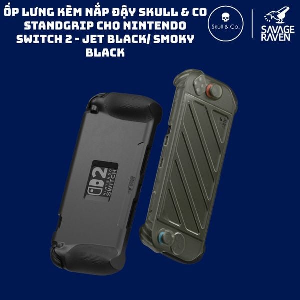  Nhân bản từ Ốp Lưng Skull & Co StandGrip và Nắp Mặt Trước Front Cover Savage Raven Nintendo Switch 2 Jet Black/ Smoky Black 