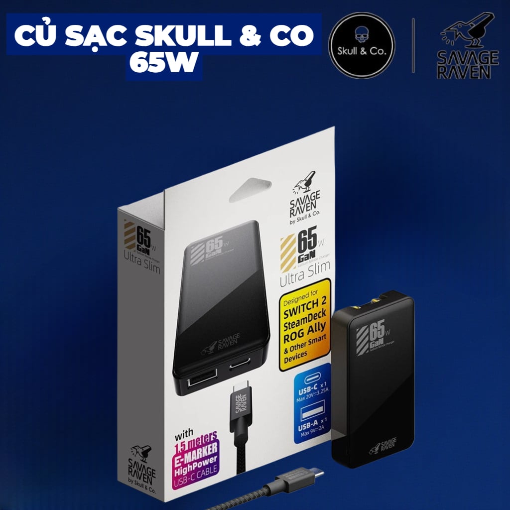  Củ Sạc Nhanh Skull & Co Cho Nintendo Switch Oled/ Switch V2/ Switch Lite/ Máy Tính Bảng/ Điện Thoại 45W 