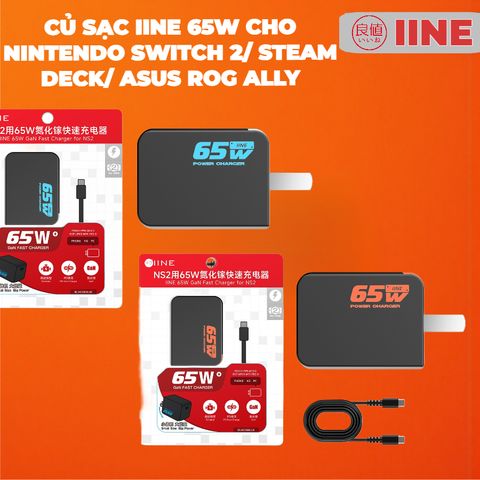  Củ Sạc cho Nintendo Switch 2/ Steam Deck/ Asus Rog Ally IINE 65W 