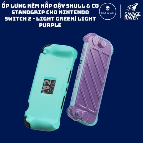  Ốp Lưng Skull & Co StandGrip và Nắp Mặt Trước Front Cover Savage Raven Nintendo Switch 2 Light Green / Light Purple 