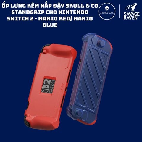  Ốp Lưng Skull & Co StandGrip và Nắp Mặt Trước Front Cover Savage Raven Nintendo Switch 2 Mario Red/ Mario Blue 