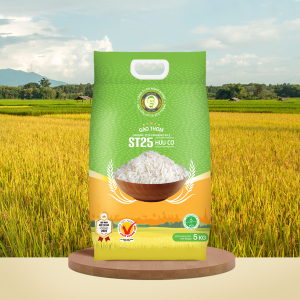  GẠO THƠM ST25 HỮU CƠ / ORGANIC ST25 FRAGRANT RICE 5KG - 100% SẢN XUẤT TẠI SÓC TRĂNG 