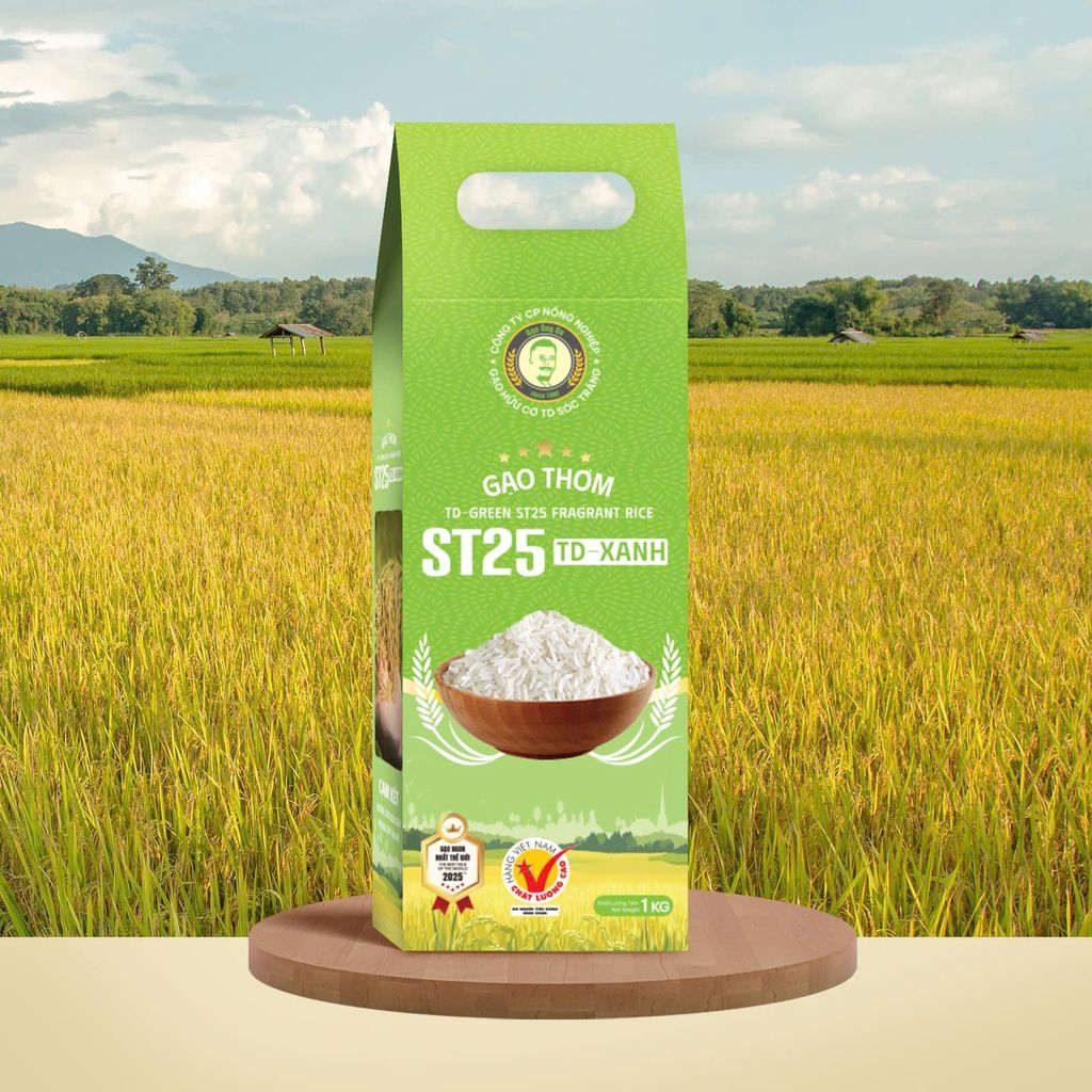  GẠO THƠM ST25 - TD XANH / TD GREEN FRAGRANT RICE 1KG - 100% SẢN XUẤT TẠI SÓC TRĂNG 
