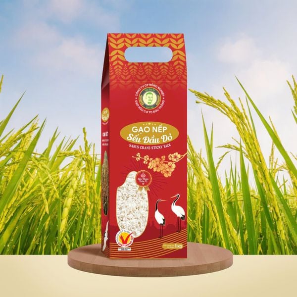  GẠO NẾP - SẾU ĐẦU ĐỎ/RED-HEADED CRANE GLUTINOUS RICE - GẠO NẾP TRUYỀN THỐNG ĐẶC SẢN SÓC ĐỒNG BẰNG SÔNG CỬU LONG 1KG 
