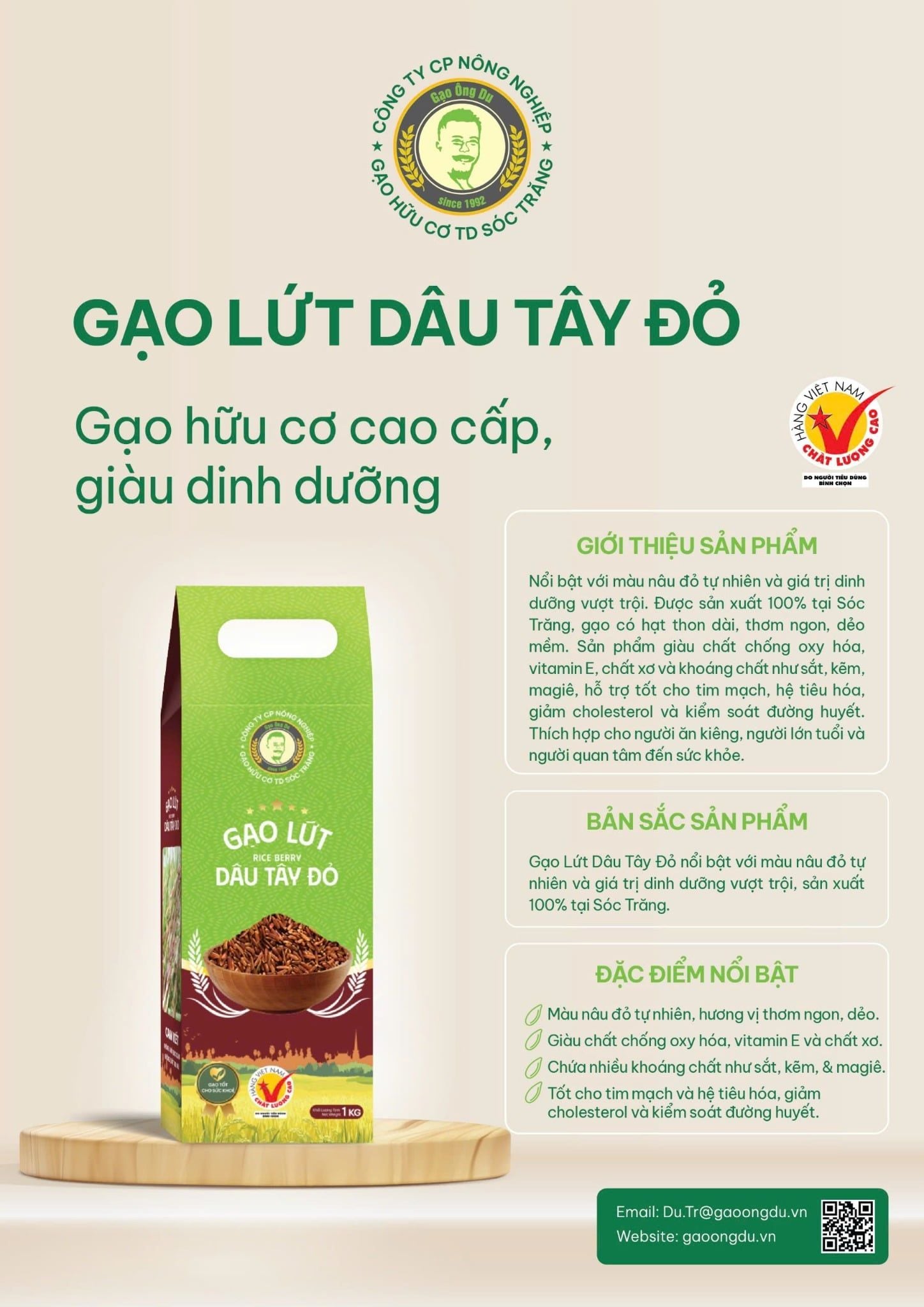  GẠO LỨT DÂU TÂY ĐỎ / RICE BERRY - 100% SẢN XUẤT TẠI SÓC TRĂNG 