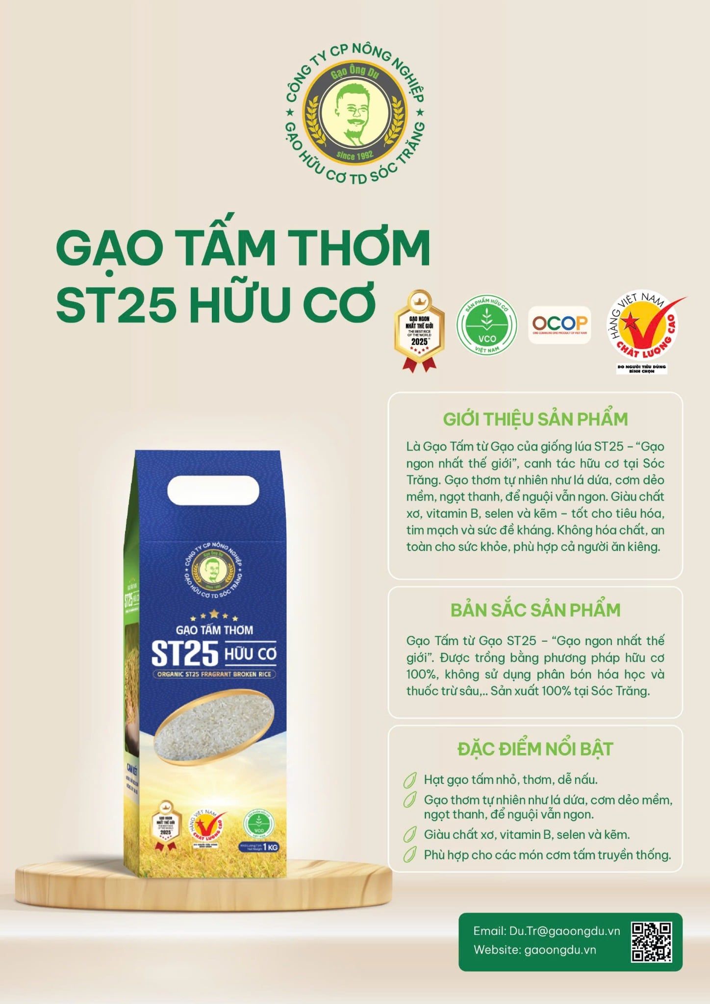  GẠO TẤM THƠM ST25 HỮU CƠ / ORGANIC ST25 FRAGRANT BROKEN RICE 1KG - 100% SẢN XUẤT TẠI SÓC TRĂNG 