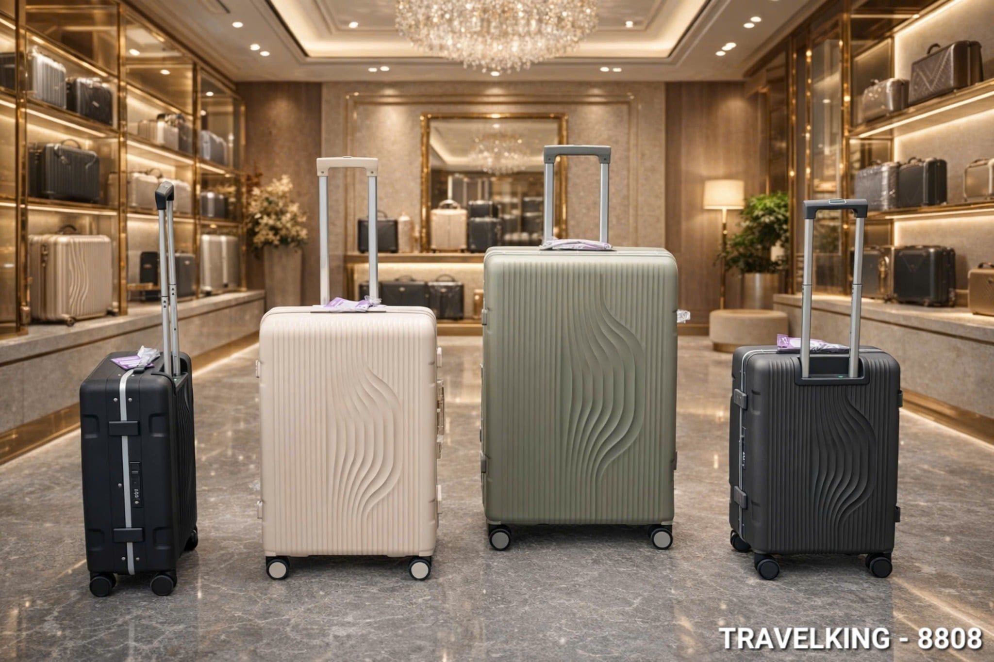  Vali kéo Travelking nhựa PP khung nhôm khoá sập cao cấp size 20/24/28 inch 