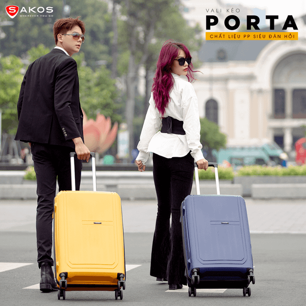  Vali kéo nhựa Sakos Porta siêu nhẹ siêu bền size 20 inch 