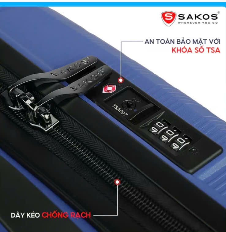  Vali kéo nhựa Sakos Porta siêu nhẹ siêu bền size 20 inch 