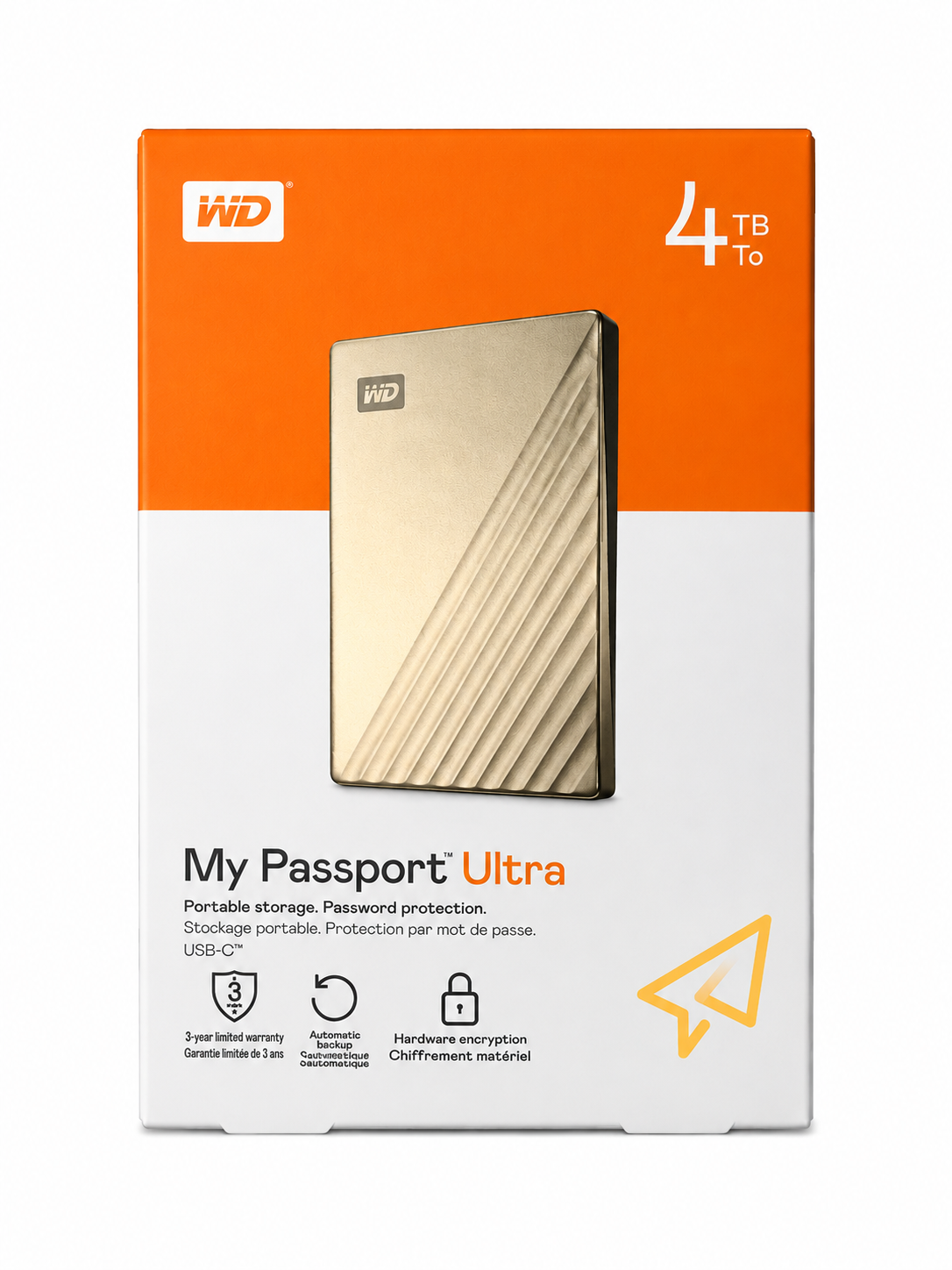  Ổ cứng HDD WD My Passport Ultra 4TB 2.5 inch USB 3.2 gen1 - Gold 