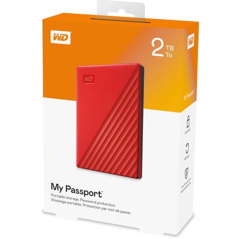 Ổ cứng HDD WD My Passport Portable 2TB 2.5 inch USB 3.2 gen1 - Đỏ