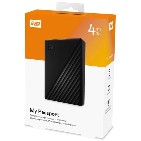 Ổ cứng HDD WD My Passport Portable 4TB 2.5 inch USB 3.2 gen1 - Đen