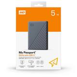  Ổ cứng HDD WD My Passport 5TB 2.5 inch USB 3.2 Silicon Xám 