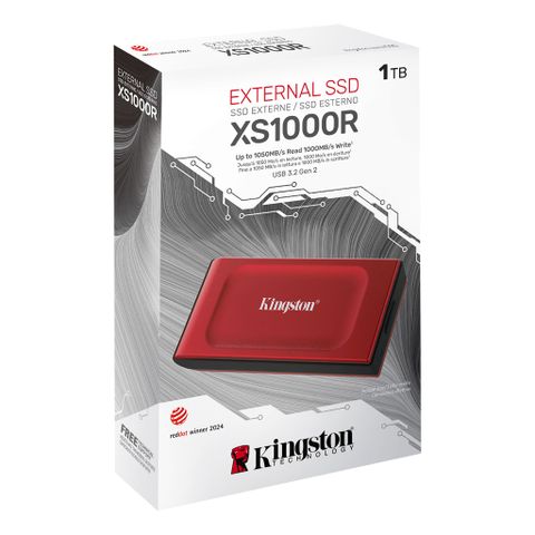 Ổ cứng di động SSD Kingston XS1000 1TB USB 3.2 Gen 2 R1050 W1000 - Đỏ